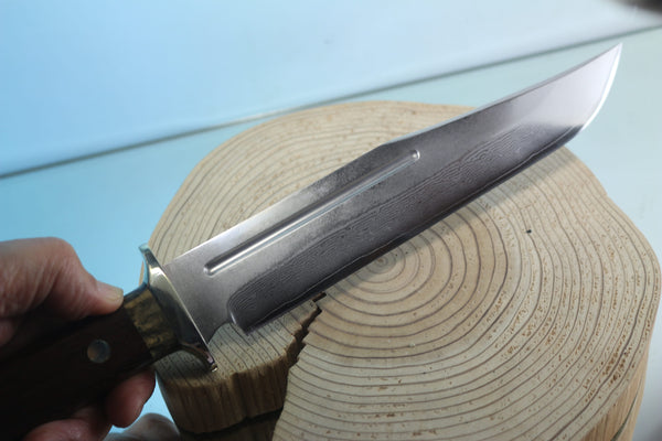 Fumio Inagaki FI-955 9-inch & 10-inch Big Bowie Knife. VG-10 Damascus blade with long Blood Groove - japaneseknifedirect.mom