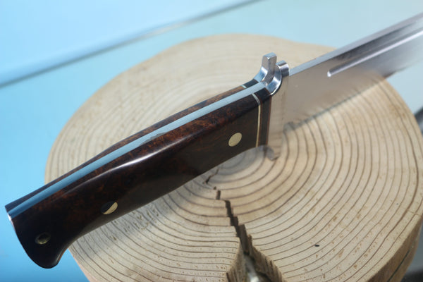 Fumio Inagaki FI-960  10-inch Big Bowie Knife. VG-10 Damascus blade with Gorgeous Premium Desert Ironwood Burl Handle - japaneseknifedirect.mom
