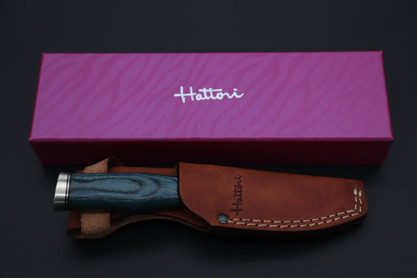 Hattori H-101B Precision Master Utility (VG-10 Blade. Blue Pakka wood handle) - japaneseknifedirect.mom