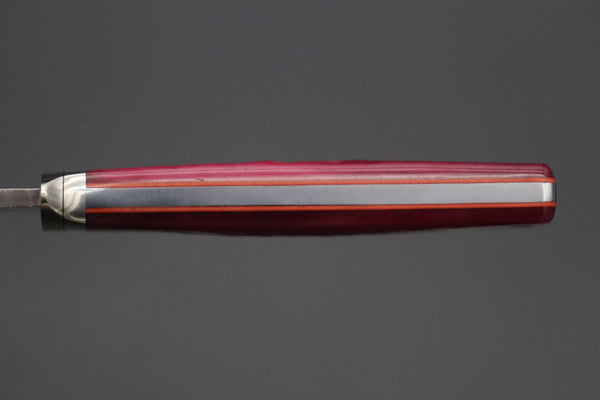 Hattori KD30-841R Cowry X Damascus Little Wild Hunters (Clip Point, Strawberry Red Bone Handle) - japaneseknifedirect.mom