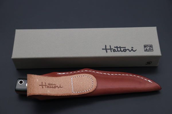 Hattori KD30-845-GO Cowry X Damascus Little Wild Hunters  (Drop Point, MossGreen Bone Handle) - japaneseknifedirect.mom