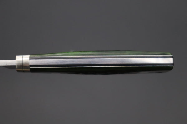 Hattori KD30-845-GW Cowry X Damascus Little Wild Hunters  (Drop Point, MossGreen Bone Handle) - japaneseknifedirect.mom