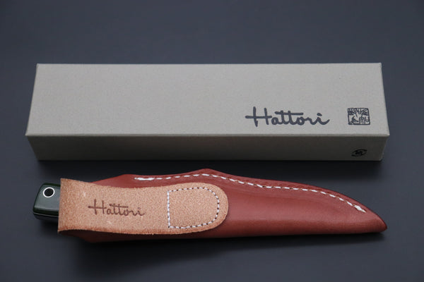 Hattori KD30-845-GW Cowry X Damascus Little Wild Hunters  (Drop Point, MossGreen Bone Handle) - japaneseknifedirect.mom