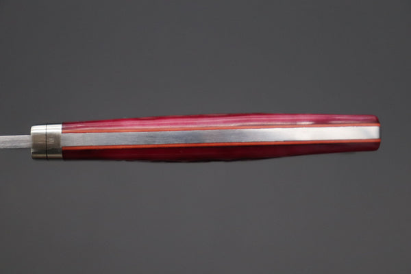 Hattori KD30-845-R Cowry X Damascus Little Wild Hunters  (Drop Point, Strawberry Red Bone Handle) - japaneseknifedirect.mom