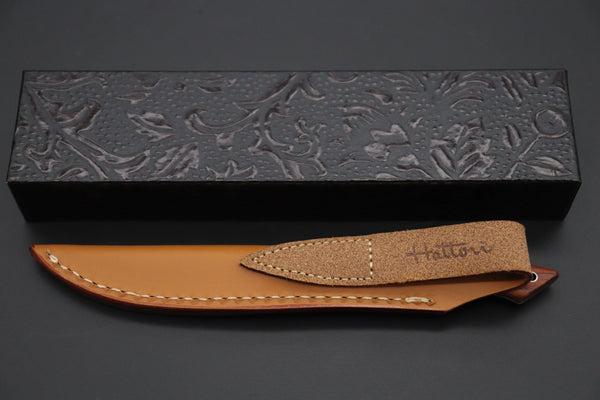 Hattori KD30-MEDAKA-1C Cowry X Damascus Little Fisherman's Utility (Cocobolo Wood Handle) - japaneseknifedirect.mom