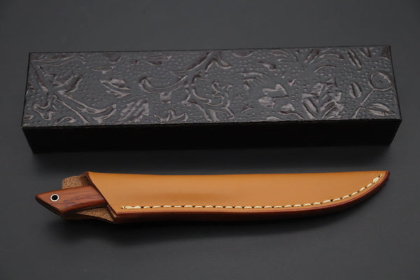 Hattori KD30-MEDAKA-1C Cowry X Damascus Little Fisherman's Utility (Cocobolo Wood Handle) - japaneseknifedirect.mom
