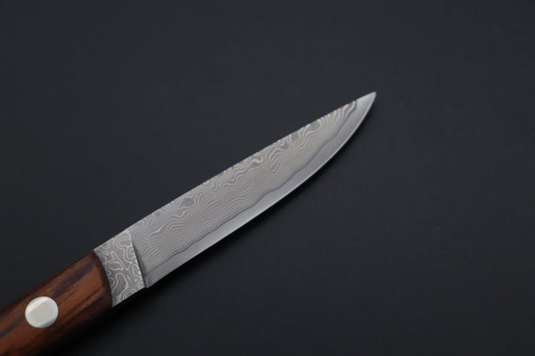 Hattori KD30-MEDAKA-1C Cowry X Damascus Little Fisherman's Utility (Cocobolo Wood Handle) - japaneseknifedirect.mom