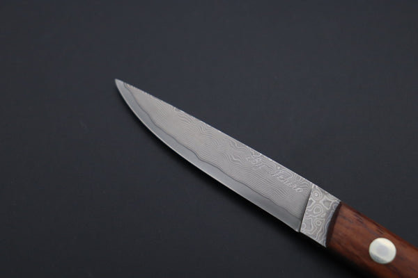 Hattori KD30-MEDAKA-1C Cowry X Damascus Little Fisherman's Utility (Cocobolo Wood Handle) - japaneseknifedirect.mom