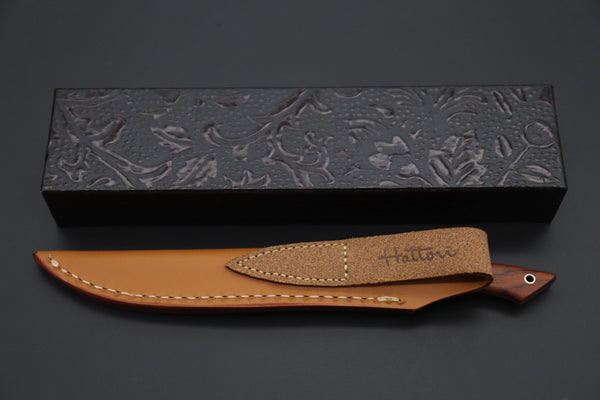 Hattori KD30-MEDAKA-2C Cowry X Damascus Little Fisherman's Utility (Cocobolo Wood Handle) - japaneseknifedirect.mom