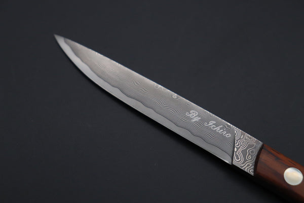 Hattori KD30-MEDAKA-2C Cowry X Damascus Little Fisherman's Utility (Cocobolo Wood Handle) - japaneseknifedirect.mom