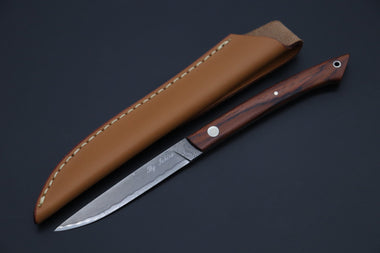 Hattori KD30-MEDAKA-2C Cowry X Damascus Little Fisherman's Utility (Cocobolo Wood Handle) - japaneseknifedirect.mom