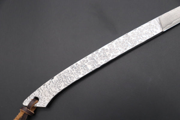 Hattori KD30-Tsuchime Cowry X Damascus Little Fisherman's Utility (Tsuchime Hammered Textured Damascus Handle)