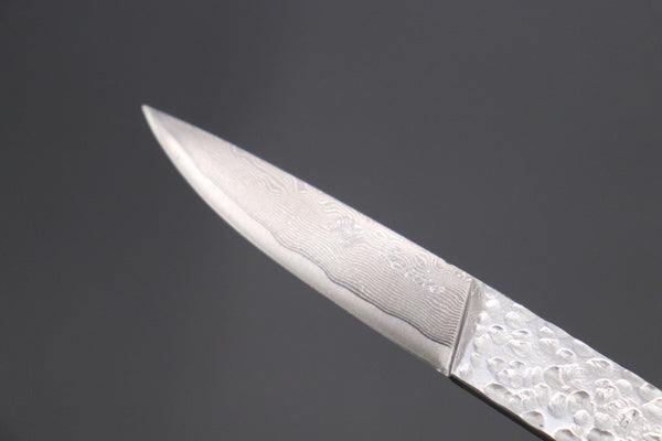 Hattori KD30-Tsuchime Cowry X Damascus Little Fisherman's Utility (Tsuchime Hammered Textured Damascus Handle)