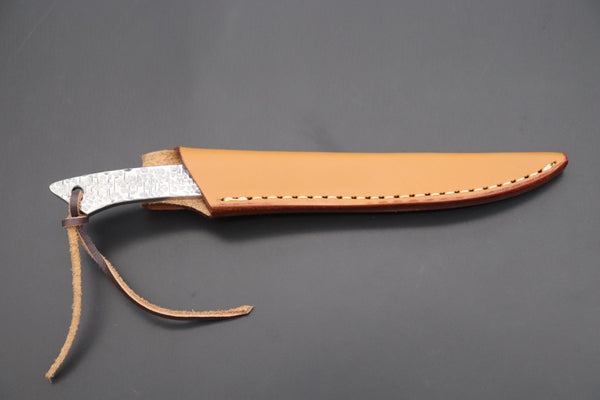 Hattori KD30-Tsuchime Cowry X Damascus Little Fisherman's Utility (Tsuchime Hammered Textured Damascus Handle)