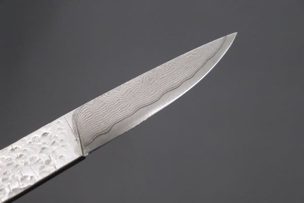 Hattori KD30-Tsuchime Cowry X Damascus Little Fisherman's Utility (Tsuchime Hammered Textured Damascus Handle)