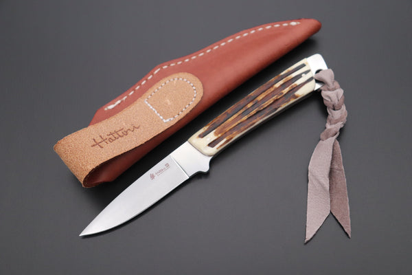 Hattori 傘 SAN-GECKO Limited Edition GECKO-19A Little Stag Custom Hunter (Stag Handle) - japaneseknifedirect.mom