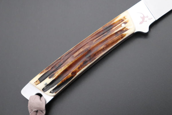 Hattori 傘 SAN-GECKO Limited Edition GECKO-19A Little Stag Custom Hunter (Stag Handle) - japaneseknifedirect.mom