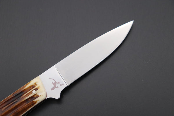 Hattori 傘 SAN-GECKO Limited Edition GECKO-19A Little Stag Custom Hunter (Stag Handle) - japaneseknifedirect.mom