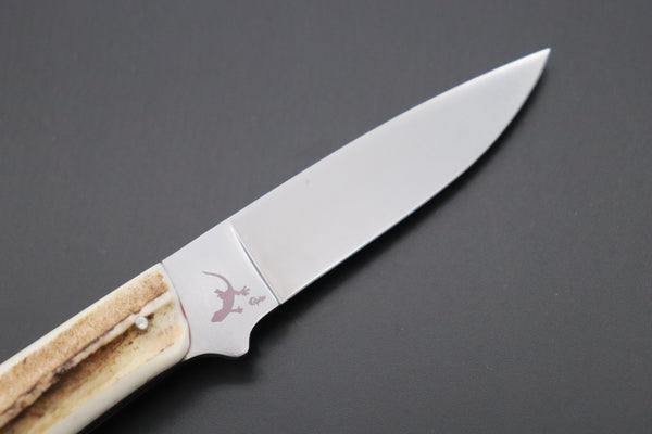 Hattori 傘 SAN-GECKO Limited Edition GECKO-19B Little Stag Custom Hunter (Stag Handle) - japaneseknifedirect.mom