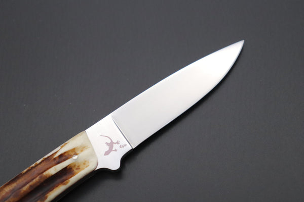 Hattori 傘 SAN-GECKO Limited Edition GECKO-19D Little Stag Custom Hunter (Stag Handle) - japaneseknifedirect.mom