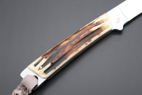 Hattori 傘 SAN-GECKO Limited Edition GECKO-19D Little Stag Custom Hunter (Stag Handle) - japaneseknifedirect.mom
