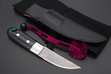 Hattori 傘 SAN Limited Edition SAN-114 Cowry-X Damascus TANTO (Single Bevel Edge ) - japaneseknifedirect.mom