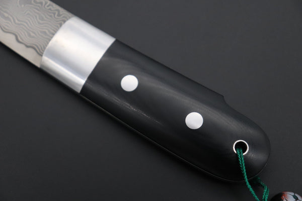 Hattori 傘 SAN Limited Edition SAN-114 Cowry-X Damascus TANTO (Single Bevel Edge ) - japaneseknifedirect.mom