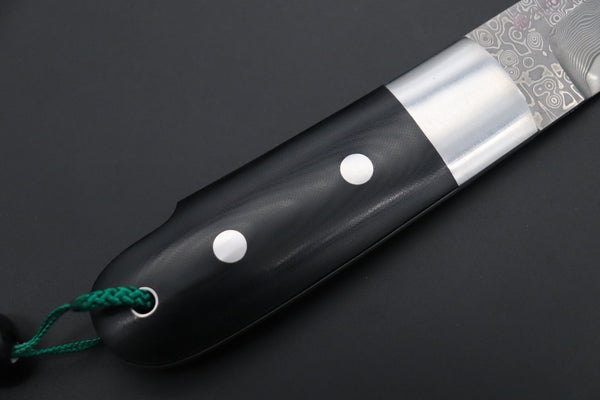 Hattori 傘 SAN Limited Edition SAN-114 Cowry-X Damascus TANTO (Single Bevel Edge ) - japaneseknifedirect.mom
