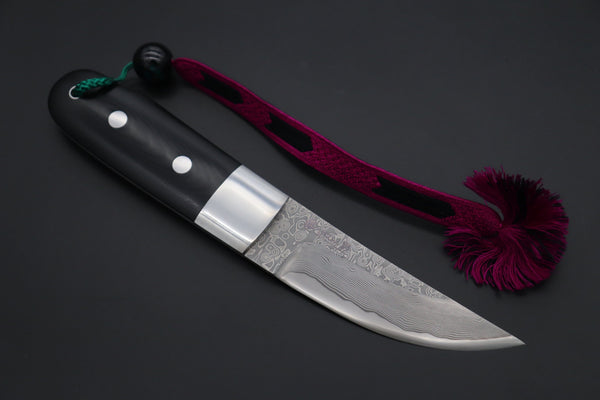 Hattori 傘 SAN Limited Edition SAN-114 Cowry-X Damascus TANTO (Single Bevel Edge ) - japaneseknifedirect.mom