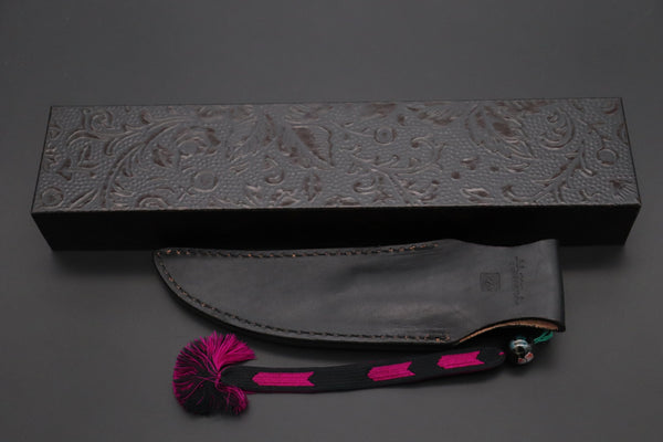 Hattori 傘 SAN Limited Edition SAN-114 Cowry-X Damascus TANTO (Single Bevel Edge ) - japaneseknifedirect.mom