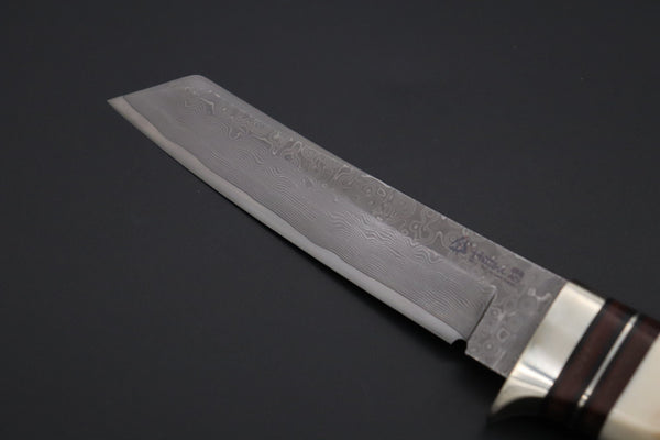 Hattori 傘 SAN Limited Edition SAN-127B "Cowry X Damascus Classic Tanto" - japaneseknifedirect.mom