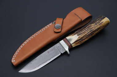 Hattori 傘 SAN Limited Edition SAN-133B Cowry-X Damascus Mighty Wild Hunter - japaneseknifedirect.mom