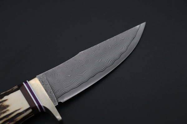 Hattori 傘 SAN Limited Edition SAN-143 Cowry-X Damascus Stream Wild Hunter - japaneseknifedirect.mom