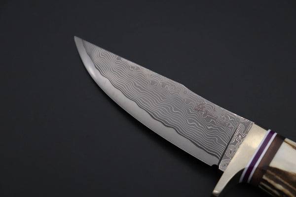 Hattori 傘 SAN Limited Edition SAN-143 Cowry-X Damascus Stream Wild Hunter - japaneseknifedirect.mom