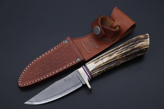 Hattori 傘 SAN Limited Edition SAN-143 Cowry-X Damascus Stream Wild Hunter - japaneseknifedirect.mom