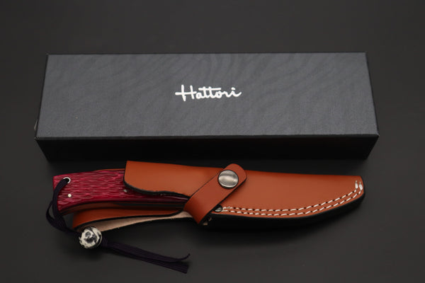 Hattori 傘 SAN Limited Edition SAN-148 Cowry-X Damascus 紅蓮 (Single Bevel Edge ) - japaneseknifedirect.mom