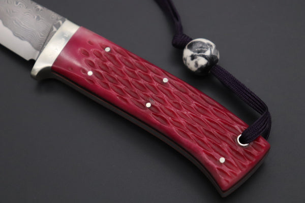 Hattori 傘 SAN Limited Edition SAN-148 Cowry-X Damascus 紅蓮 (Single Bevel Edge ) - japaneseknifedirect.mom