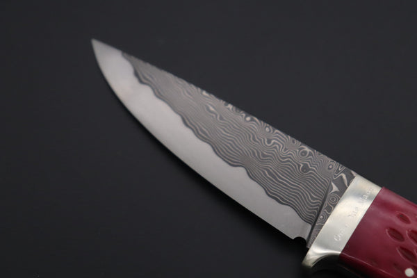 Hattori 傘 SAN Limited Edition SAN-148 Cowry-X Damascus 紅蓮 (Single Bevel Edge ) - japaneseknifedirect.mom