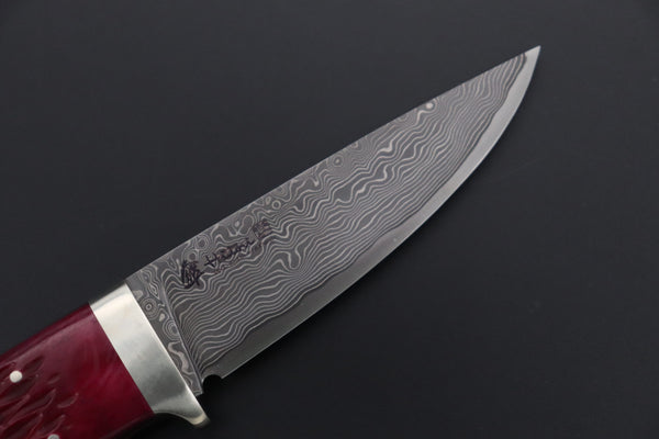 Hattori 傘 SAN Limited Edition SAN-148 Cowry-X Damascus 紅蓮 (Single Bevel Edge ) - japaneseknifedirect.mom