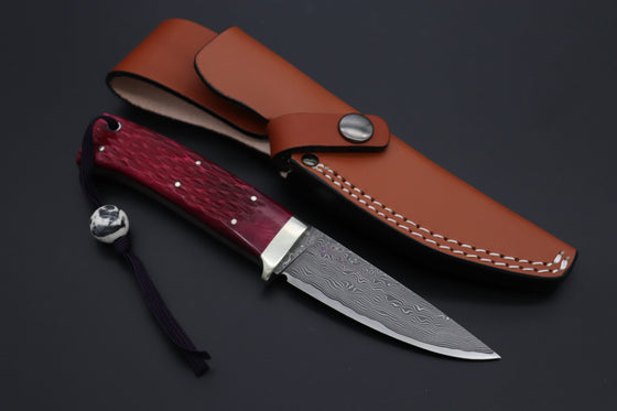Hattori 傘 SAN Limited Edition SAN-148 Cowry-X Damascus 紅蓮 (Single Bevel Edge ) - japaneseknifedirect.mom