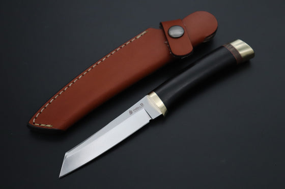 Hattori 傘 SAN Limited Edition SAN-151 "Hattori Natures Edition" Custom Classic Tanto (Custom African Ebony & Walnut Combination Wood Handle) - japaneseknifedirect.mom