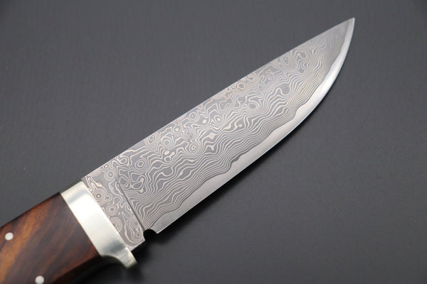 Hattori 傘 SAN Limited Edition SAN-63F Cowry-X Damascus Urbane Hunter "Custom Desert Ironwood Handle"