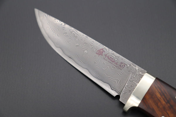 Hattori 傘 SAN Limited Edition SAN-63F Cowry-X Damascus Urbane Hunter "Custom Desert Ironwood Handle"
