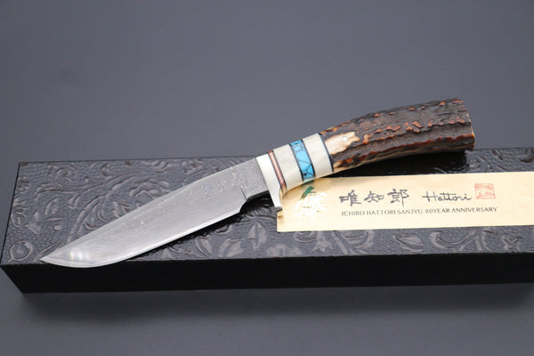 Hattori 傘 SAN Limited Edition SAN-69 Cowry-X Damascus "Wild Road Hunter" - japaneseknifedirect.mom