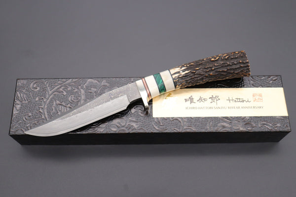 Hattori 傘 SAN Limited Edition SAN-71 Cowry-X Damascus "Wild Road Hunter" - japaneseknifedirect.mom