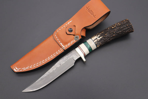 Hattori 傘 SAN Limited Edition SAN-71 Cowry-X Damascus "Wild Road Hunter" - japaneseknifedirect.mom