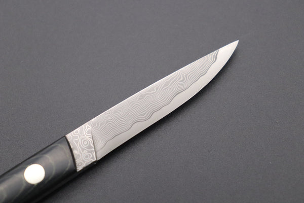 Hattori 傘 SAN Limited Edition SAN-74 Cowry-X Damascus “Two-Tone” Slim Utility - japaneseknifedirect.mom