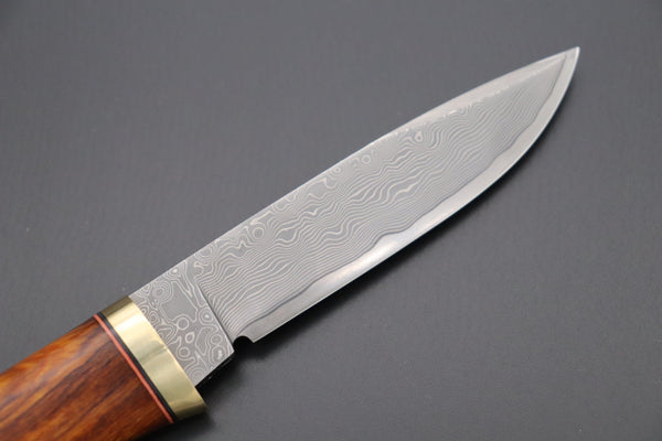 Hattori 傘 SAN Limited Edition SAN-77 Cowry-X Damascus Special Utility Hunter "Custom Desert Ironwood Handle"