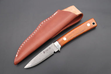 Hattori 傘 SAN Limited Edition SAN-78C2 Limited Cowry-X Damascus EDC Utility Hunter (Cocobolo Wood Handle) - japaneseknifedirect.mom