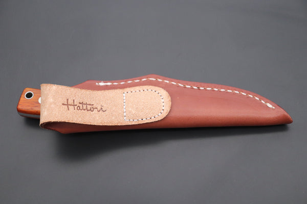 Hattori 傘 SAN Limited Edition SAN-78C2 Limited Cowry-X Damascus EDC Utility Hunter (Cocobolo Wood Handle) - japaneseknifedirect.mom